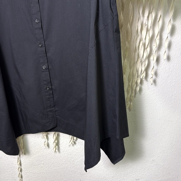 INAE Collection Lagenlook Black Tab Sleeve Wide Collar A-Line Tunic Top Large - Picture 7 of 11